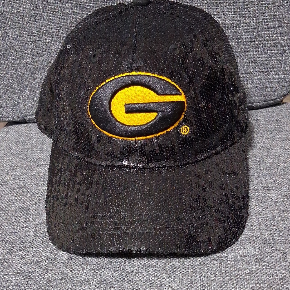 Black Sequin Hat with Yellow Logo